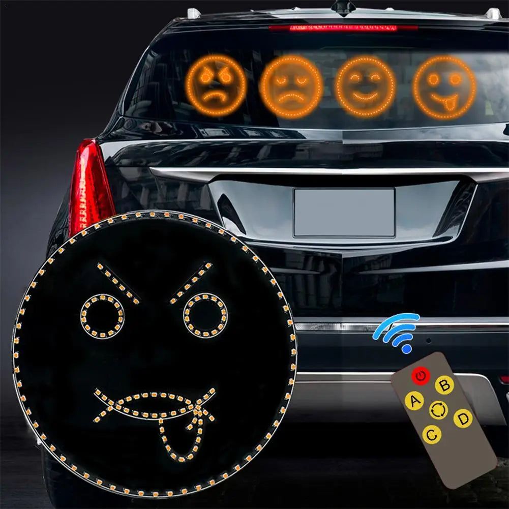 Funny Car LED Fun Expression Light Face Lights With Remote Control Rear Window Car Multi-function Warning Reminder Lamp - Yara fashion  56011131 Funny Car LED Fun Expression Light Face Lights With Remote Control Rear Window Car Multi-function Warning Reminder Lamp 