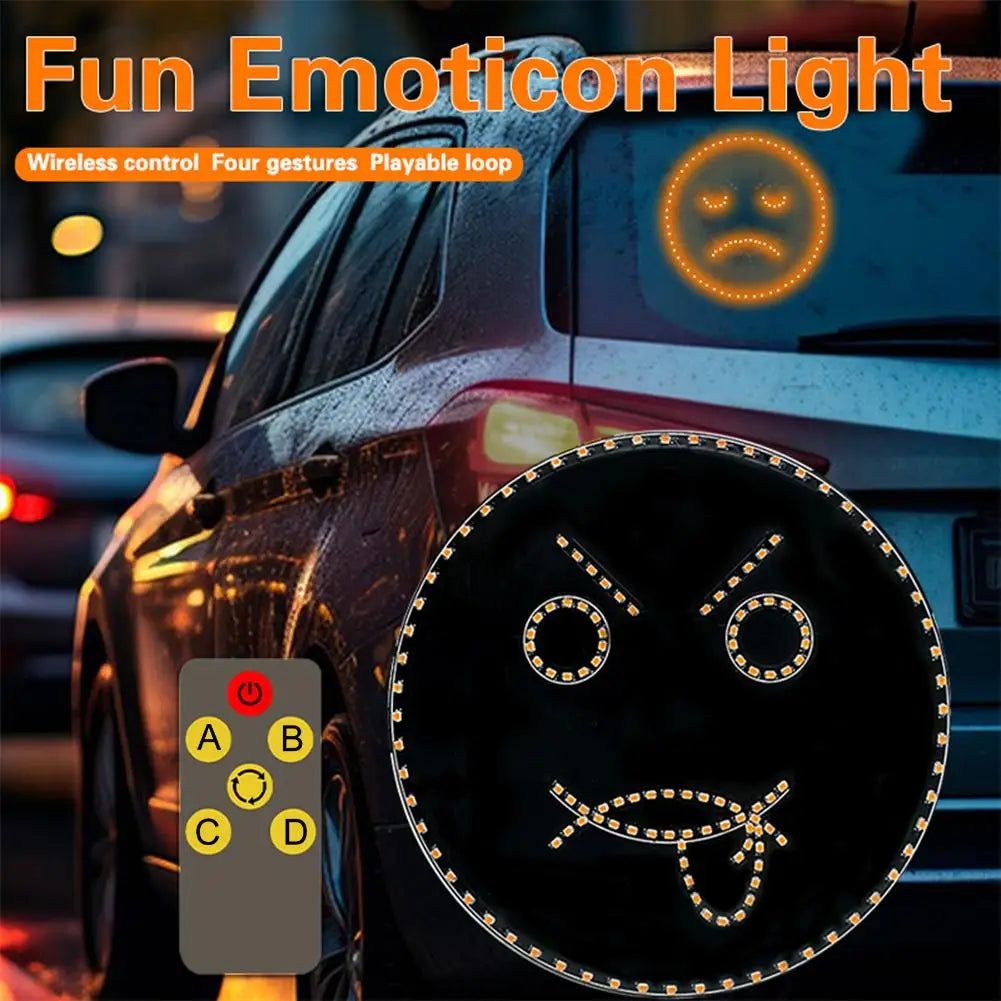 Funny Car LED Fun Expression Light Face Lights With Remote Control Rear Window Car Multi-function Warning Reminder Lamp - Yara fashion  56157881 Funny Car LED Fun Expression Light Face Lights With Remote Control Rear Window Car Multi-function Warning Reminder Lamp 