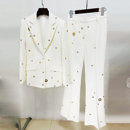 Goods Stars Heavy Industry Metal Hole One Button Blazer Trousers Blazer Suit Set Two Pieces - Yara fashion  55637951 Goods Stars Heavy Industry Metal Hole One Button Blazer Trousers Blazer Suit Set Two Pieces 