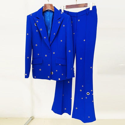 Goods Stars Heavy Industry Metal Hole One Button Blazer Trousers Suit Two Pieces - Yara fashion  70200552 Goods Stars Heavy Industry Metal Hole One Button Blazer Trousers Suit Two Pieces 