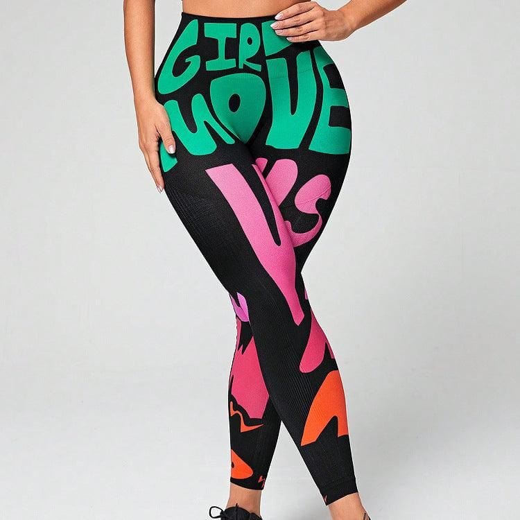 Graffiti Printing Yoga Pants Tight Seamless High Waist Hip Lift Quick Drying Nude Feel Breathable Sports Fitness Yoga Pants Yoga Pants - Yara fashion  95067378 Graffiti Printing Yoga Pants Tight Seamless High Waist Hip Lift Quick Drying Nude Feel Breathable Sports Fitness Yoga Pants Yoga Pants 