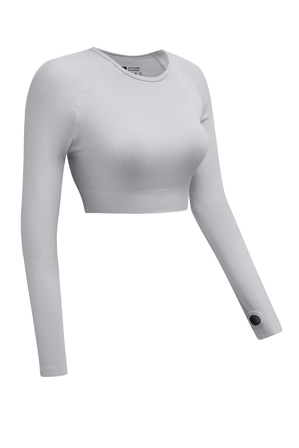 Gray Long Sleeve Seamless Crop Smoke - Yara fashion Activewear Yara fashion 20.64