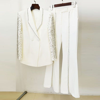 Heavy Industry Beads Diamond Blazer Split Trousers Suit Two Piece Suit - Yara fashion  76530544 Heavy Industry Beads Diamond Blazer Split Trousers Suit Two Piece Suit 