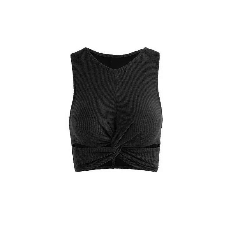 High Elastic Quick-Drying Knotted Ribbed Bra Short Top Fitness Running Yoga Bra Sports Vest - Yara fashion  32349005 High Elastic Quick-Drying Knotted Ribbed Bra Short Top Fitness Running Yoga Bra Sports Vest 