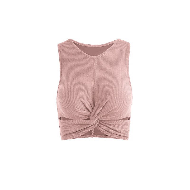 High Elastic Quick-Drying Knotted Ribbed Bra Short Top Fitness Running Yoga Bra Sports Vest - Yara fashion  26314164 High Elastic Quick-Drying Knotted Ribbed Bra Short Top Fitness Running Yoga Bra Sports Vest 