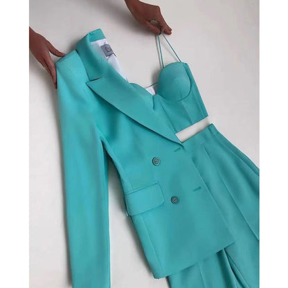 High Quality Casual Office Business Women plus Bra Pants Blazer Suit Set - Yara fashion  58539899 High Quality Casual Office Business Women plus Bra Pants Blazer Suit Set 