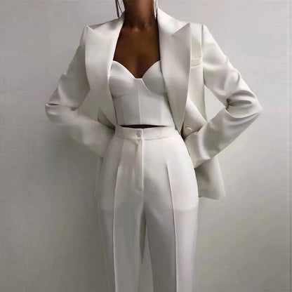 High Quality Casual Office Business Women plus Bra Pants Blazer Suit Set - Yara fashion  94510985 High Quality Casual Office Business Women plus Bra Pants Blazer Suit Set 