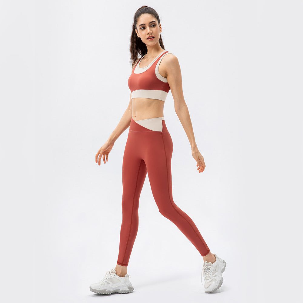 High Strength Sports Suit Women One Piece Workout Bra Non Embarrassing Line High Waist Trousers Nude Feel Yoga Two Piece Suit - Yara fashion  2499166 High Strength Sports Suit Women One Piece Workout Bra Non Embarrassing Line High Waist Trousers Nude Feel Yoga Two Piece Suit 