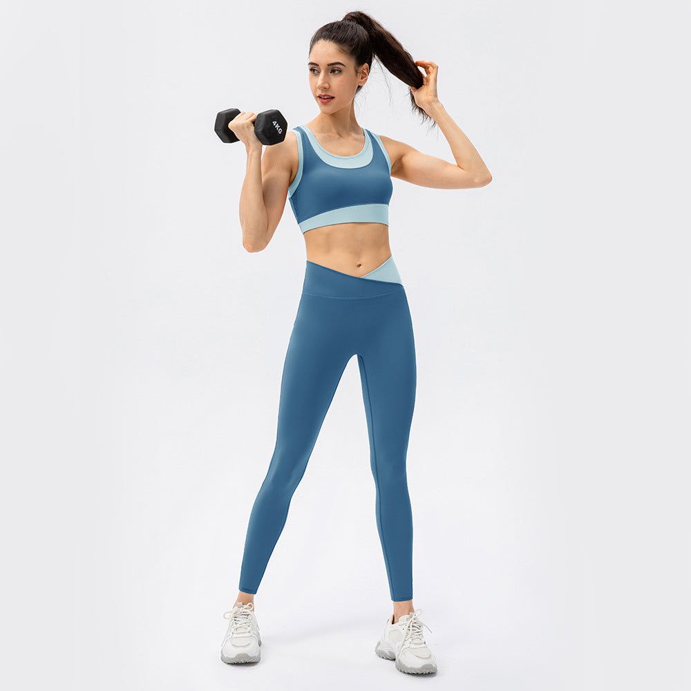 High Strength Sports Suit Women One Piece Workout Bra Non Embarrassing Line High Waist Trousers Nude Feel Yoga Two Piece Suit - Yara fashion  90105564 High Strength Sports Suit Women One Piece Workout Bra Non Embarrassing Line High Waist Trousers Nude Feel Yoga Two Piece Suit 