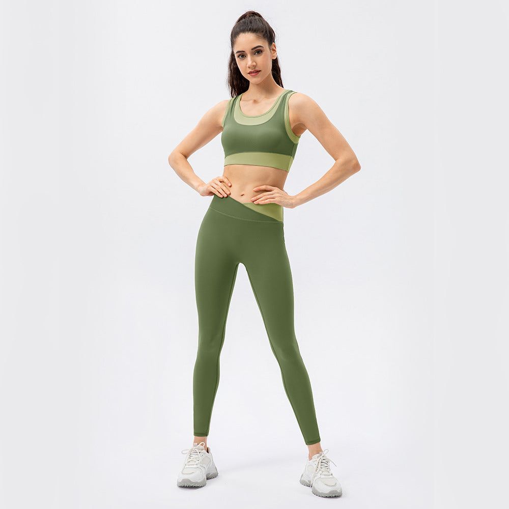 High Strength Sports Suit Women One Piece Workout Bra Non Embarrassing Line High Waist Trousers Nude Feel Yoga Two Piece Suit - Yara fashion  61124056 High Strength Sports Suit Women One Piece Workout Bra Non Embarrassing Line High Waist Trousers Nude Feel Yoga Two Piece Suit 