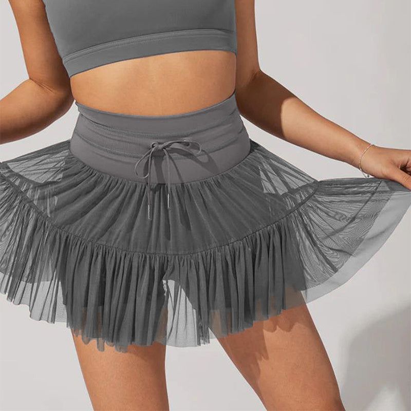 High Waist Dress Lace-up Sports Skirt With Anti-exposure Safety Pants Summer Fashion Pleated Skirt Womens Clothing - Yara fashion  9003240 High Waist Dress Lace-up Sports Skirt With Anti-exposure Safety Pants Summer Fashion Pleated Skirt Womens Clothing 