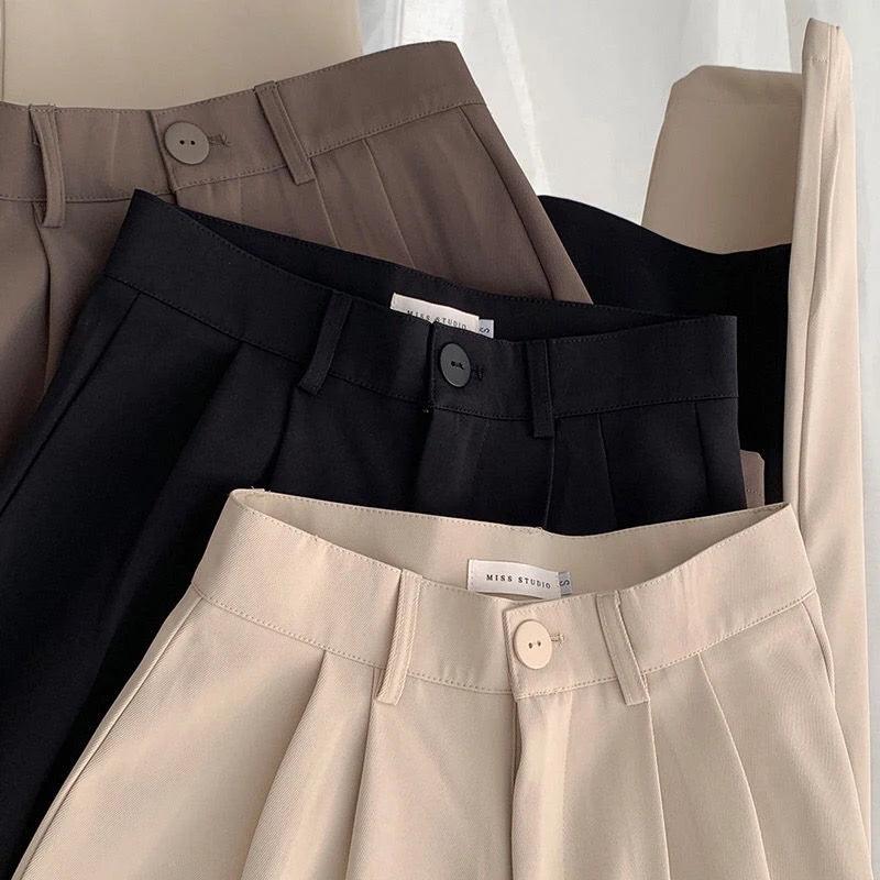 High Waist Women Suit Pants Fall Straight Office Ladies Korean Fashion Trousers Casual Button Loose Female Black Pants New - Yara fashion  17765281 High Waist Women Suit Pants Fall Straight Office Ladies Korean Fashion Trousers Casual Button Loose Female Black Pants New 