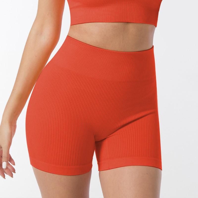 Hip Raise High Waist Seamless Yoga Pants Women Peach Hip Tight Three Point Sports Pants Quick Drying Thread Fitness Shorts - Yara fashion  43375831 Hip Raise High Waist Seamless Yoga Pants Women Peach Hip Tight Three Point Sports Pants Quick Drying Thread Fitness Shorts 