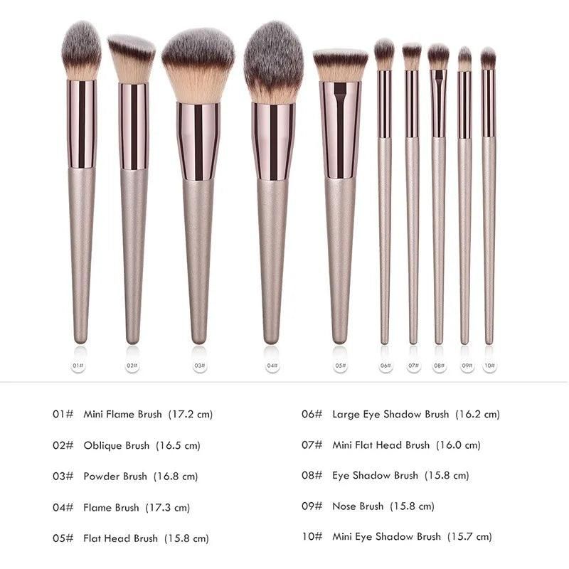 Hot Champagne Makeup Brushes Set for Women Cosmetic Foundation Powder Blush Eyeshadow Kabuki Blending Make Up Brush Beauty Tools - Yara fashion  96643493 Hot Champagne Makeup Brushes Set for Women Cosmetic Foundation Powder Blush Eyeshadow Kabuki Blending Make Up Brush Beauty Tools 