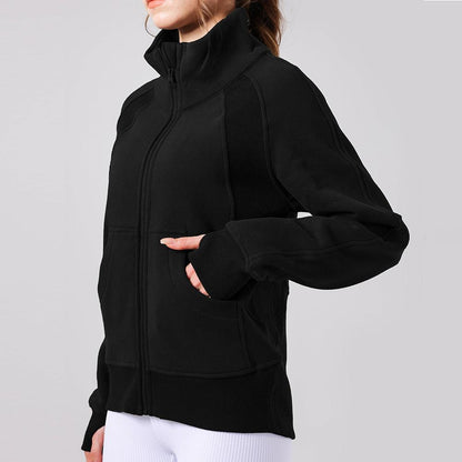 Jacket Yoga Clothes Long Sleeved Top Women Fleece Lined Warm Yoga Clothes Winter Set Zipper Sports Top - Yara fashion  10863605 Jacket Yoga Clothes Long Sleeved Top Women Fleece Lined Warm Yoga Clothes Winter Set Zipper Sports Top 