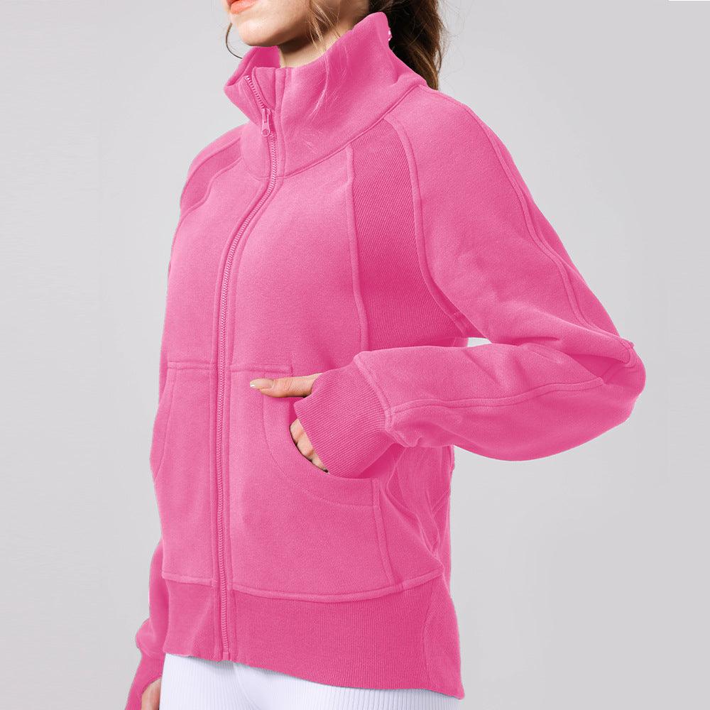 Jacket Yoga Clothes Long Sleeved Top Women Fleece Lined Warm Yoga Clothes Winter Set Zipper Sports Top - Yara fashion  36652313 Jacket Yoga Clothes Long Sleeved Top Women Fleece Lined Warm Yoga Clothes Winter Set Zipper Sports Top 