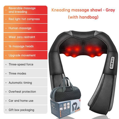 Kneading massage shawl massager SKG cervical spine massager household electric waist and back hot compress massager With bag - Yara fashion  49050353 Kneading massage shawl massager SKG cervical spine massager household electric waist and back hot compress massager With bag 