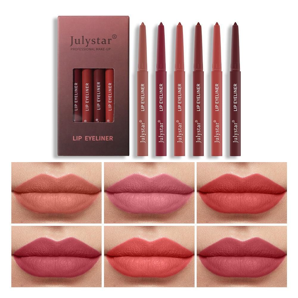 Lipstick Pink Six Pack Lipstick Pen Waterproof Matte Velvet Fog Rotary Lipliner - Yara fashion  44110444 Lipstick Pink Six Pack Lipstick Pen Waterproof Matte Velvet Fog Rotary Lipliner 