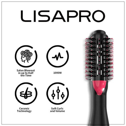 LISAPRO 3 IN 1 Hot Air Brush One-Step Hair Dryer And Volumizer Styler and Dryer Blow Dryer Brush Professional 1000W Hair Dryers - Yara fashion  63007760 LISAPRO 3 IN 1 Hot Air Brush One-Step Hair Dryer And Volumizer Styler and Dryer Blow Dryer Brush Professional 1000W Hair Dryers 