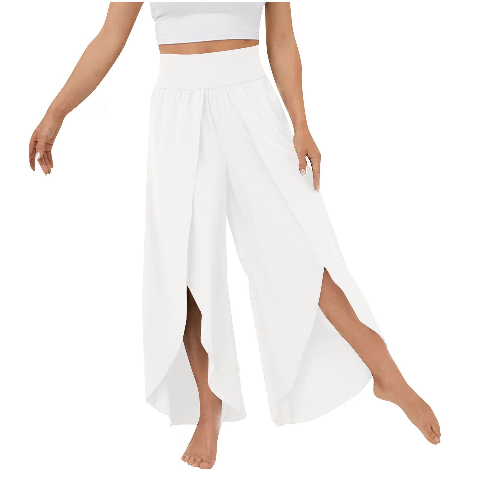 Loose Split Yoga Pants Summer Elastic High Waist Wide Leg Trousers Women's Fashion Versatile Clothing - Yara fashion  74034478 Loose Split Yoga Pants Summer Elastic High Waist Wide Leg Trousers Women's Fashion Versatile Clothing 