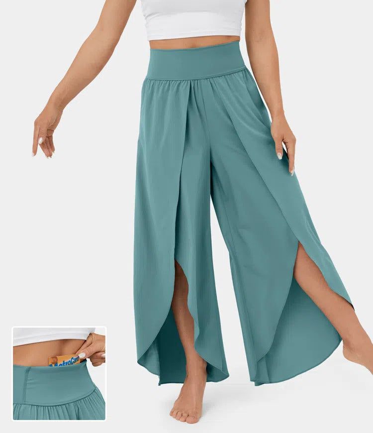 Loose Split Yoga Pants Summer Elastic High Waist Wide Leg Trousers Women's Fashion Versatile Clothing - Yara fashion  59245843 Loose Split Yoga Pants Summer Elastic High Waist Wide Leg Trousers Women's Fashion Versatile Clothing 