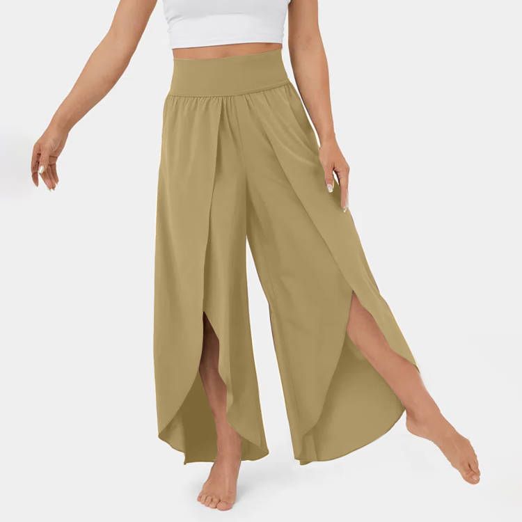 Loose Split Yoga Pants Summer Elastic High Waist Wide Leg Trousers Women's Fashion Versatile Clothing - Yara fashion  32699375 Loose Split Yoga Pants Summer Elastic High Waist Wide Leg Trousers Women's Fashion Versatile Clothing 