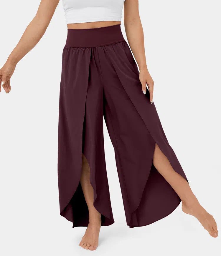 Loose Split Yoga Pants Summer Elastic High Waist Wide Leg Trousers Women's Fashion Versatile Clothing - Yara fashion  5359614 Loose Split Yoga Pants Summer Elastic High Waist Wide Leg Trousers Women's Fashion Versatile Clothing 