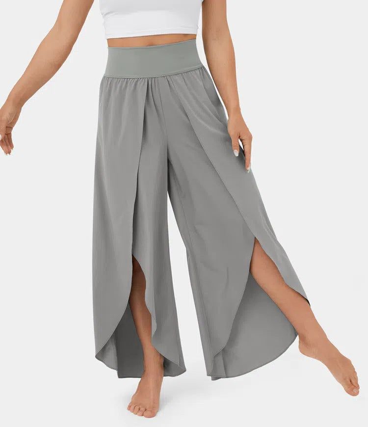 Loose Split Yoga Pants Summer Elastic High Waist Wide Leg Trousers Women's Fashion Versatile Clothing - Yara fashion  18682771 Loose Split Yoga Pants Summer Elastic High Waist Wide Leg Trousers Women's Fashion Versatile Clothing 