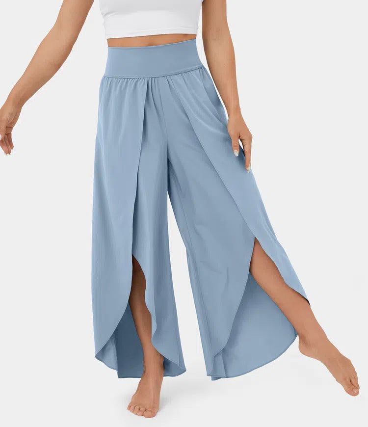 Loose Split Yoga Pants Summer Elastic High Waist Wide Leg Trousers Women's Fashion Versatile Clothing - Yara fashion  28782397 Loose Split Yoga Pants Summer Elastic High Waist Wide Leg Trousers Women's Fashion Versatile Clothing 