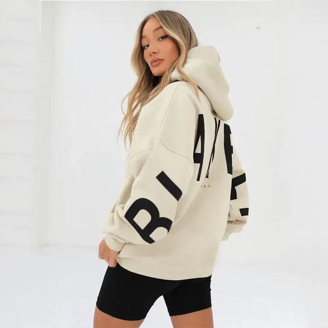 Loose Top Hoodie For Women Fashion Letter Long Sleeved Autumn/winter Versatile Hoodie 2024 New Casual Sports Tops - Yara fashion  15174820 Loose Top Hoodie For Women Fashion Letter Long Sleeved Autumn/winter Versatile Hoodie 2024 New Casual Sports Tops 