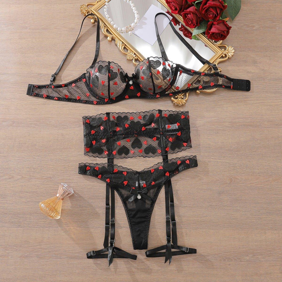 Love Seduction Net Sexy Lingerie Sexy Cutout Underwear Underwear Four Piece Set - Yara fashionYara fashion