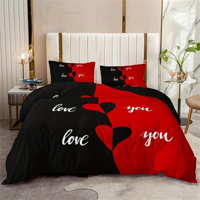 Luxury Black Red Crown Love Couple 3Pcs Queen King Full Size Duvet Cover Bedding Linen Set Bedspread For a Child 200x200 240x220 - Yara fashion  78848870 Luxury Black Red Crown Love Couple 3Pcs Queen King Full Size Duvet Cover Bedding Linen Set Bedspread For a Child 200x200 240x220 