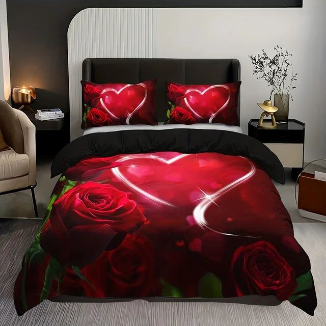 Luxury Black Red Crown Love Couple 3Pcs Queen King Full Size Duvet Cover Bedding Linen Set Bedspread For a Child 200x200 240x220 - Yara fashion  71604135 Luxury Black Red Crown Love Couple 3Pcs Queen King Full Size Duvet Cover Bedding Linen Set Bedspread For a Child 200x200 240x220 