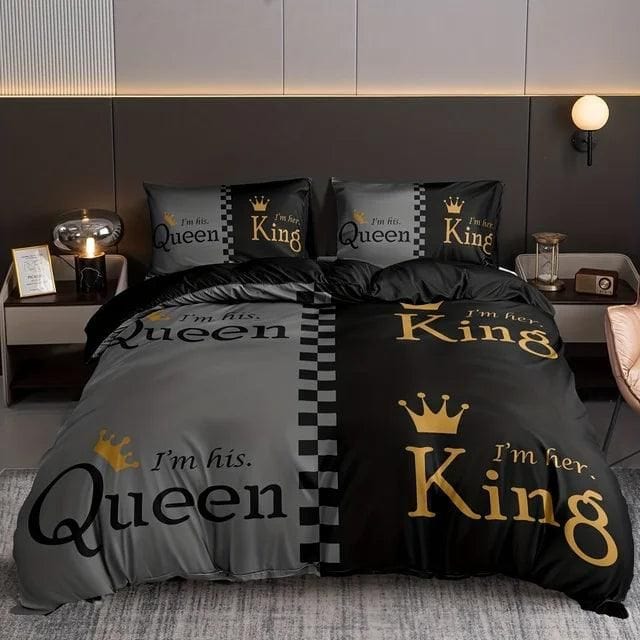 Luxury Black Red Crown Love Couple 3Pcs Queen King Full Size Duvet Cover Bedding Linen Set Bedspread For a Child 200x200 240x220 - Yara fashion  80789224 Luxury Black Red Crown Love Couple 3Pcs Queen King Full Size Duvet Cover Bedding Linen Set Bedspread For a Child 200x200 240x220 