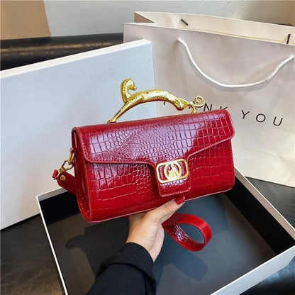 Luxury Quality Handbags For Women Patent Leather Crocodile Stone Pattern Ladies Shoulder Cross Body Bags Metal Handle Females - Yara fashion  29133442 Luxury Quality Handbags For Women Patent Leather Crocodile Stone Pattern Ladies Shoulder Cross Body Bags Metal Handle Females 