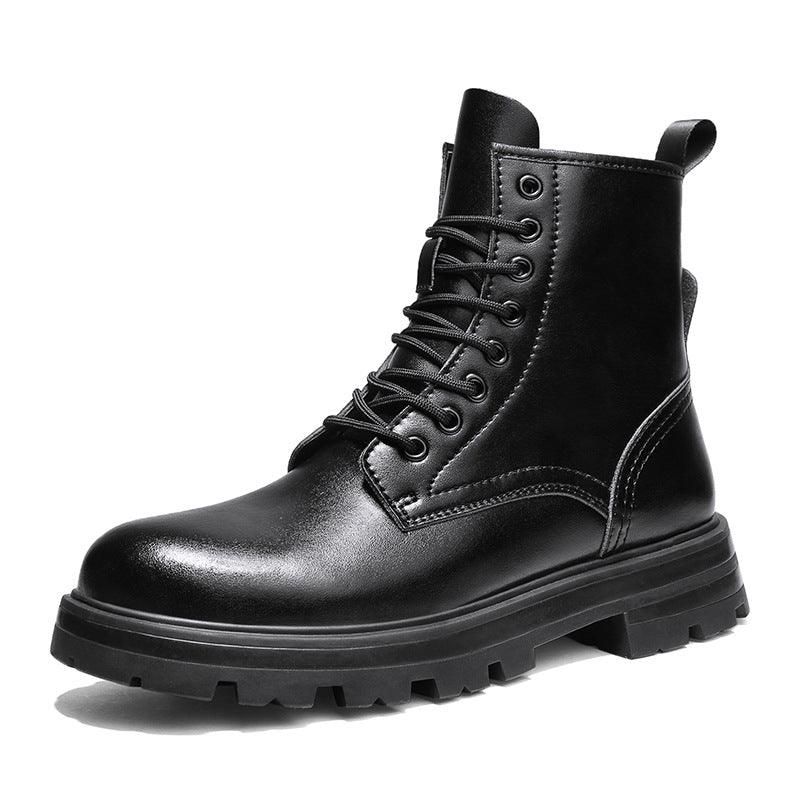 Martin boots men's cowhide new autumn and winter black workfoot boots high to help British wind retro boots casual men's shoes - Yara fashion  50947566 Martin boots men's cowhide new autumn and winter black workfoot boots high to help British wind retro boots casual men's shoes 