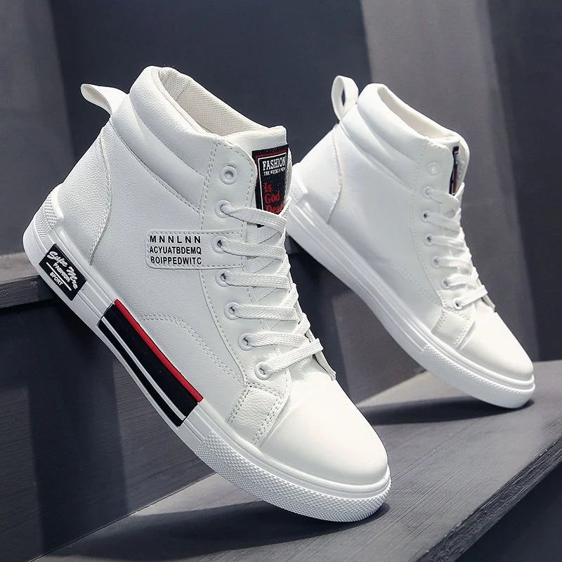 Men High-Top Skateboard Shoes Brand Leather Men's Casual Sneakers Male - Yara fashion  61733557 Men High-Top Skateboard Shoes Brand Leather Men's Casual Sneakers Male 