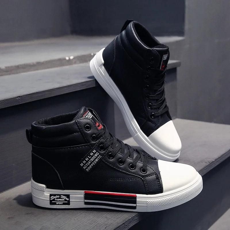 Men High-Top Skateboard Shoes Brand Leather Men's Casual Sneakers Male - Yara fashion  65855541 Men High-Top Skateboard Shoes Brand Leather Men's Casual Sneakers Male 