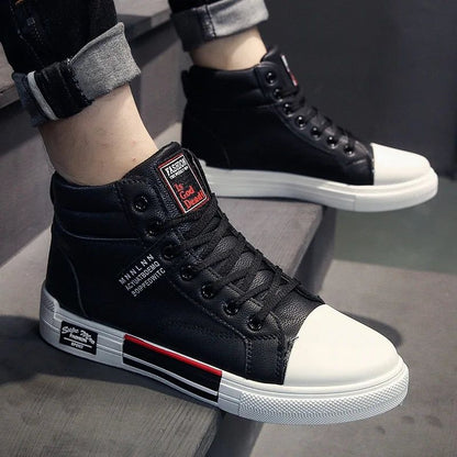 Men High-Top Skateboard Shoes Brand Leather Men's Casual Sneakers Male - Yara fashion  79860890 Men High-Top Skateboard Shoes Brand Leather Men's Casual Sneakers Male 