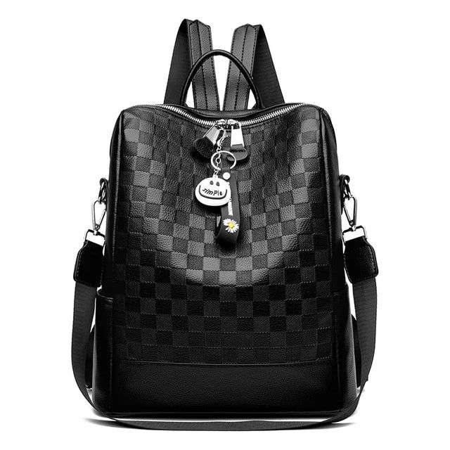 New Luxury Brand Fashion Checkered Pattern Women's Backpack High Quality Leather High Capacity Travel Women's Backpack Handbags - Yara fashion  63426391 New Luxury Brand Fashion Checkered Pattern Women's Backpack High Quality Leather High Capacity Travel Women's Backpack Handbags 