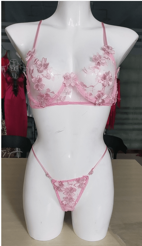 New Sexy Transparent Embroidered Printed Underwear Sexy Suit Two-Piece Set - Yara fashion  33137860 New Sexy Transparent Embroidered Printed Underwear Sexy Suit Two-Piece Set 