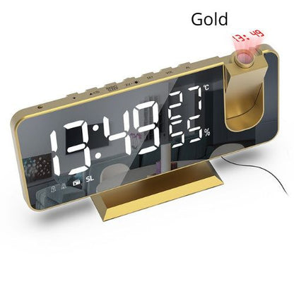 New Temperature And Humidity Multi-Function Radio Projection Alarm Clock Creative LED Mirror Clock Electronic Digital Clock - Yara fashion  49035419 New Temperature And Humidity Multi-Function Radio Projection Alarm Clock Creative LED Mirror Clock Electronic Digital Clock 