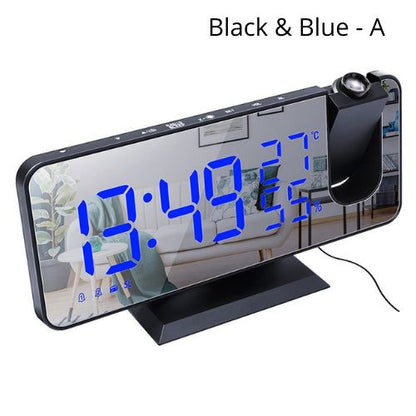 New Temperature And Humidity Multi-Function Radio Projection Alarm Clock Creative LED Mirror Clock Electronic Digital Clock - Yara fashion  90230895 New Temperature And Humidity Multi-Function Radio Projection Alarm Clock Creative LED Mirror Clock Electronic Digital Clock 