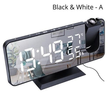 New Temperature And Humidity Multi-Function Radio Projection Alarm Clock Creative LED Mirror Clock Electronic Digital Clock - Yara fashion  55332495 New Temperature And Humidity Multi-Function Radio Projection Alarm Clock Creative LED Mirror Clock Electronic Digital Clock 