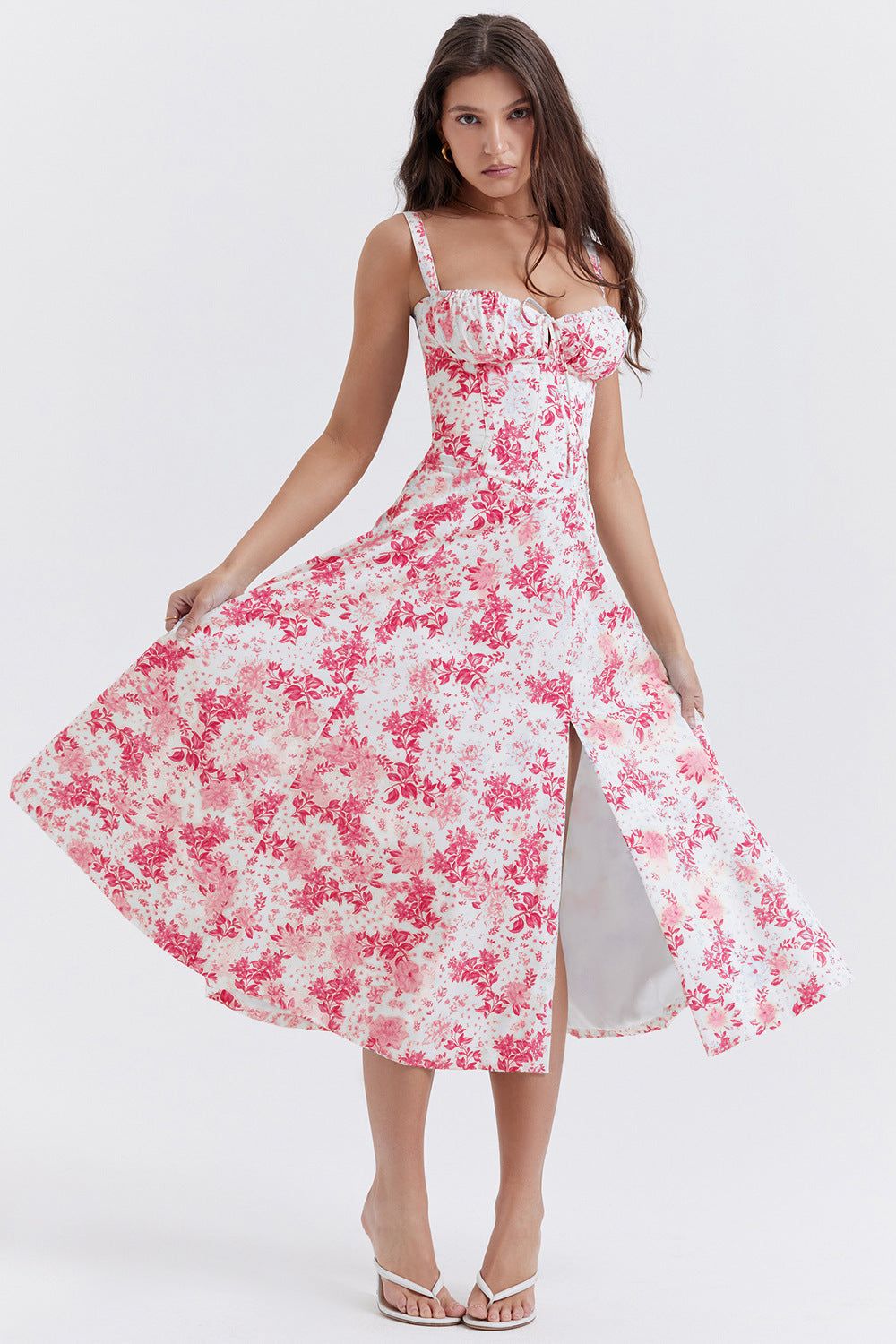 New Women's Floral Print Dress With Straps - Yara fashion  21153780 New Women's Floral Print Dress With Straps 