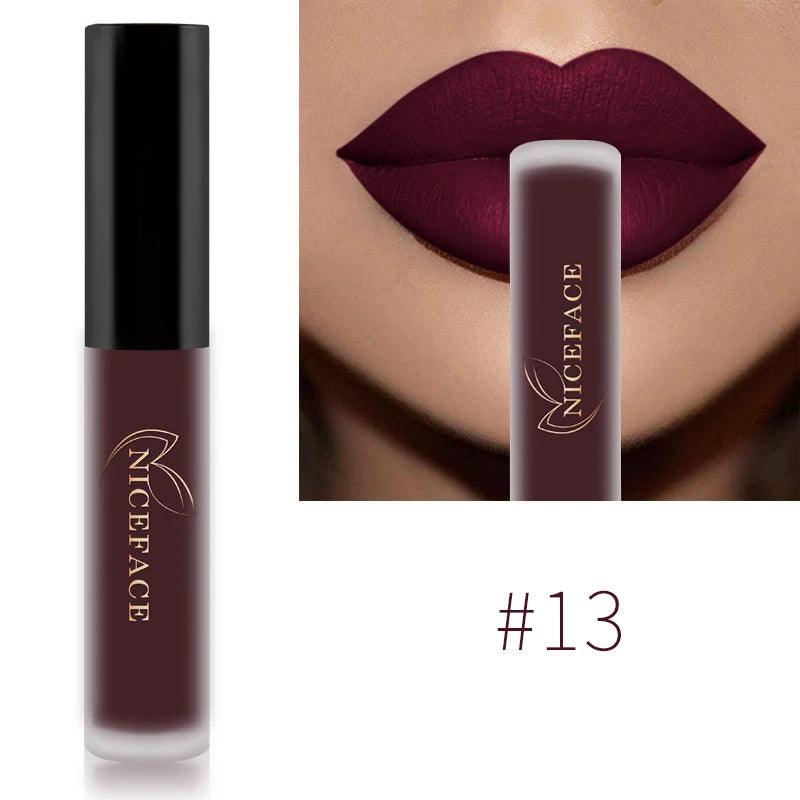 NICEFACE Nude Liquid Lipsticks Waterproof Velvet Matte Lip Gloss Long Lasting Non-stick Cup Lip Tint Makeup Pigment Cosmetics - Yara fashion  60858656 NICEFACE Nude Liquid Lipsticks Waterproof Velvet Matte Lip Gloss Long Lasting Non-stick Cup Lip Tint Makeup Pigment Cosmetics 