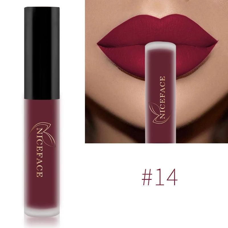 NICEFACE Nude Liquid Lipsticks Waterproof Velvet Matte Lip Gloss Long Lasting Non-stick Cup Lip Tint Makeup Pigment Cosmetics - Yara fashion  61415174 NICEFACE Nude Liquid Lipsticks Waterproof Velvet Matte Lip Gloss Long Lasting Non-stick Cup Lip Tint Makeup Pigment Cosmetics 