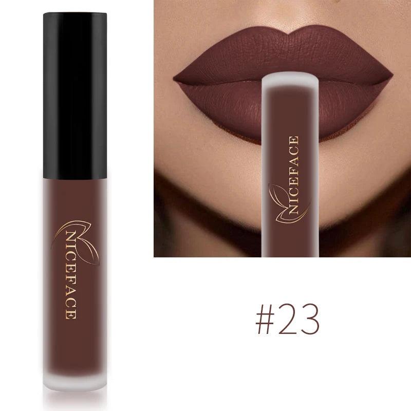 NICEFACE Nude Liquid Lipsticks Waterproof Velvet Matte Lip Gloss Long Lasting Non-stick Cup Lip Tint Makeup Pigment Cosmetics - Yara fashion  2887297 NICEFACE Nude Liquid Lipsticks Waterproof Velvet Matte Lip Gloss Long Lasting Non-stick Cup Lip Tint Makeup Pigment Cosmetics 