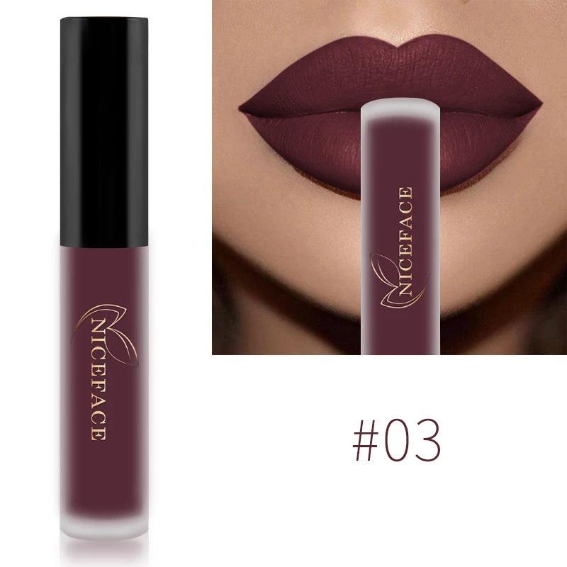 NICEFACE Nude Liquid Lipsticks Waterproof Velvet Matte Lip Gloss Long Lasting Non-stick Cup Lip Tint Makeup Pigment Cosmetics - Yara fashion  38876129 NICEFACE Nude Liquid Lipsticks Waterproof Velvet Matte Lip Gloss Long Lasting Non-stick Cup Lip Tint Makeup Pigment Cosmetics 