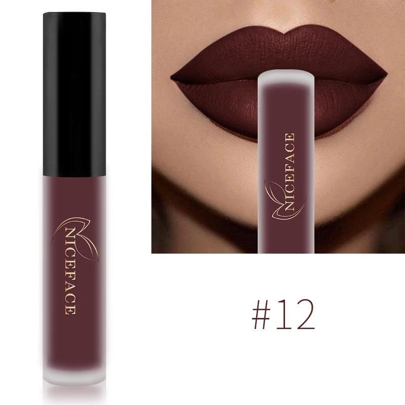 NICEFACE Nude Liquid Lipsticks Waterproof Velvet Matte Lip Gloss Long Lasting Non-stick Cup Lip Tint Makeup Pigment Cosmetics - Yara fashion  97558403 NICEFACE Nude Liquid Lipsticks Waterproof Velvet Matte Lip Gloss Long Lasting Non-stick Cup Lip Tint Makeup Pigment Cosmetics 